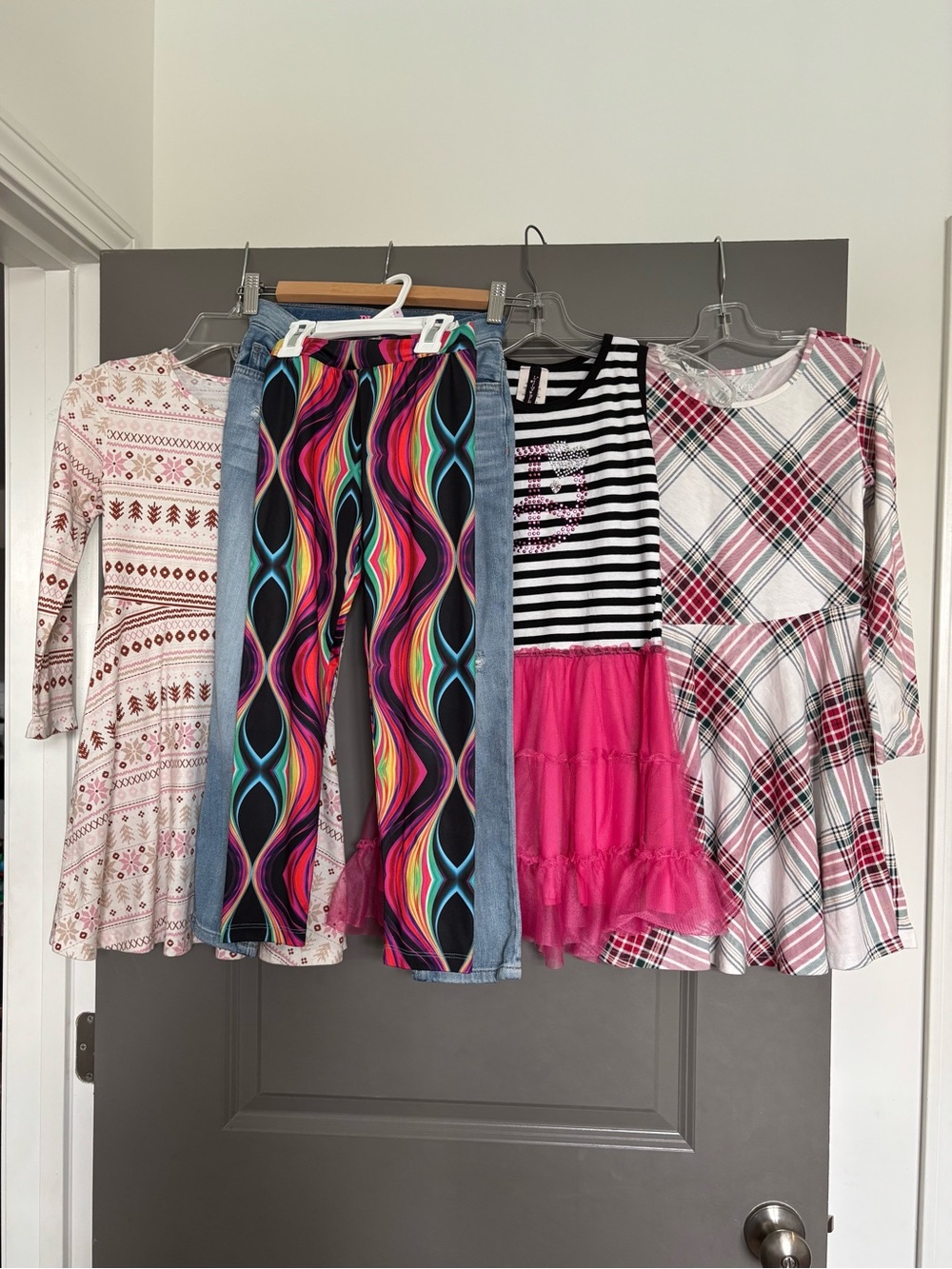 BUNDLE OF 5: Girls Place dresses, jeans, Leggings size 7-8